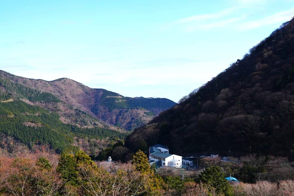 Wooded mountains above the Hakone valley in autumn